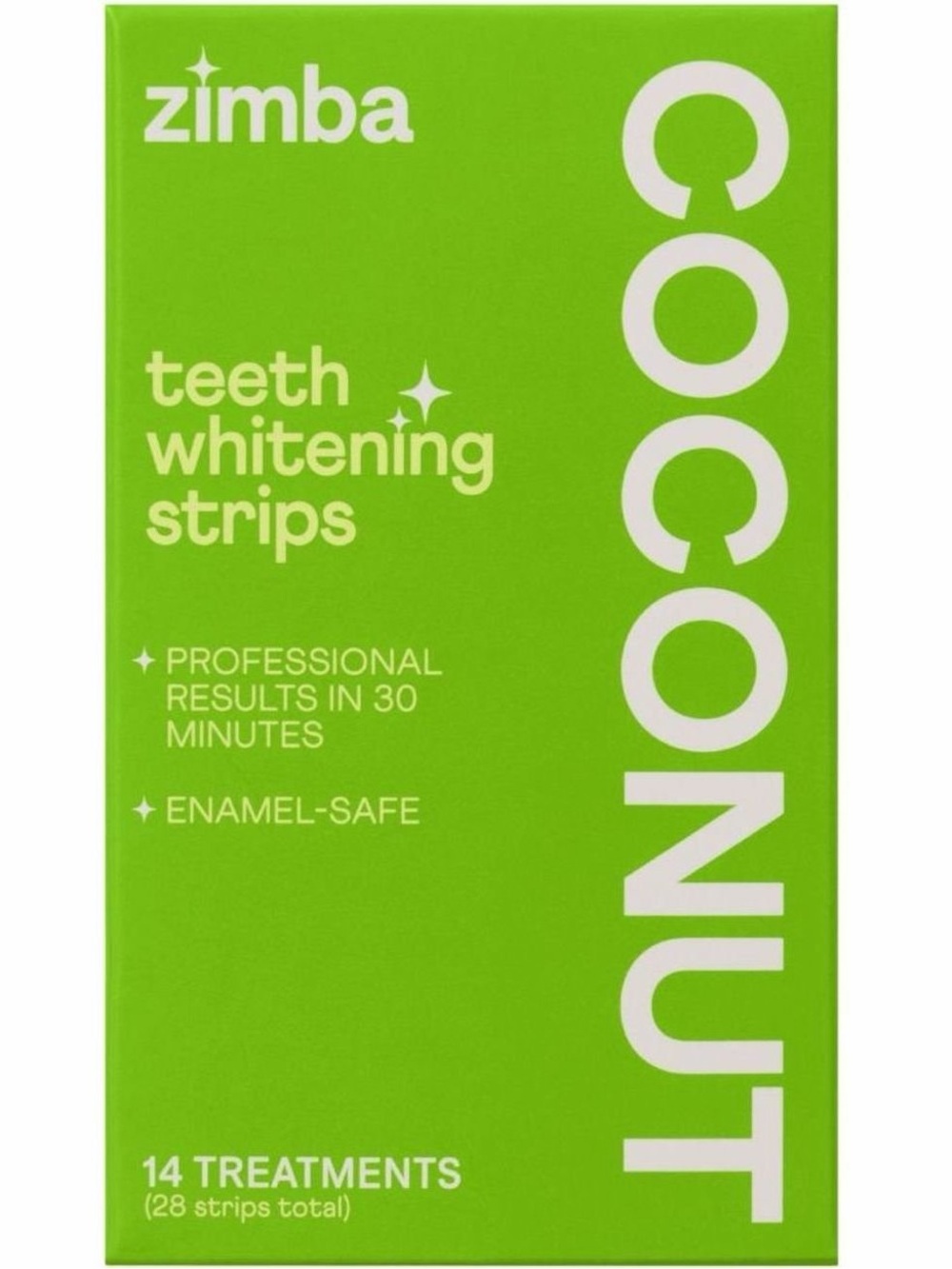 ZIMBA Teeth Whitening Strips COCONUT Enamel Safe 28 Strips 14 Treatments NIB